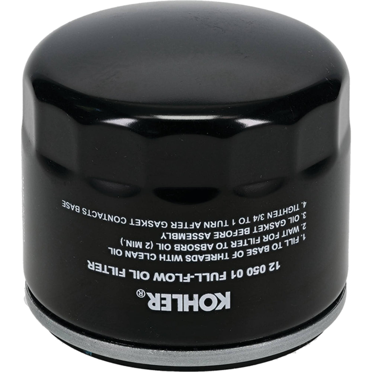 Kohler 12-050-01-S1 oil filter close-up shows rugged construction for reliable maintenance
