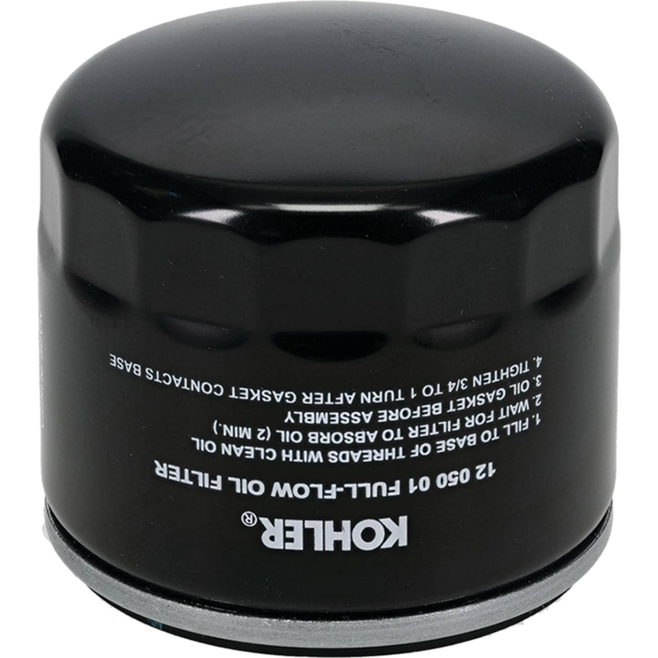Kohler 12-050-01-S1 oil filter close-up shows rugged construction for reliable maintenance