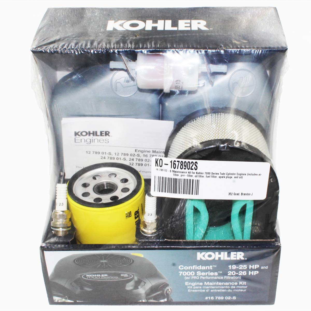 Kohler Confidant LPAC/7000 tune-up kit in package, OEM quality for reliable mower maintenance.