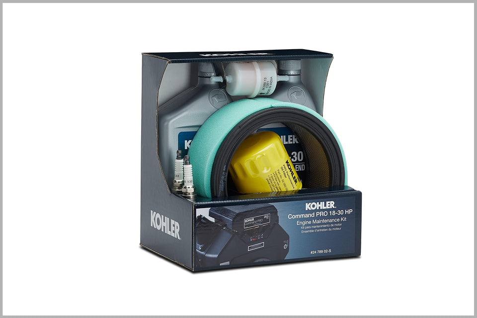 Kohler maintenance kit overview for Command PRO Twin series, ready for installation.