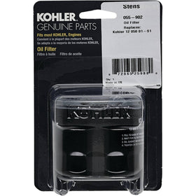 Kohler oil filter compatibility image indicates fit with Kohler engines in systems