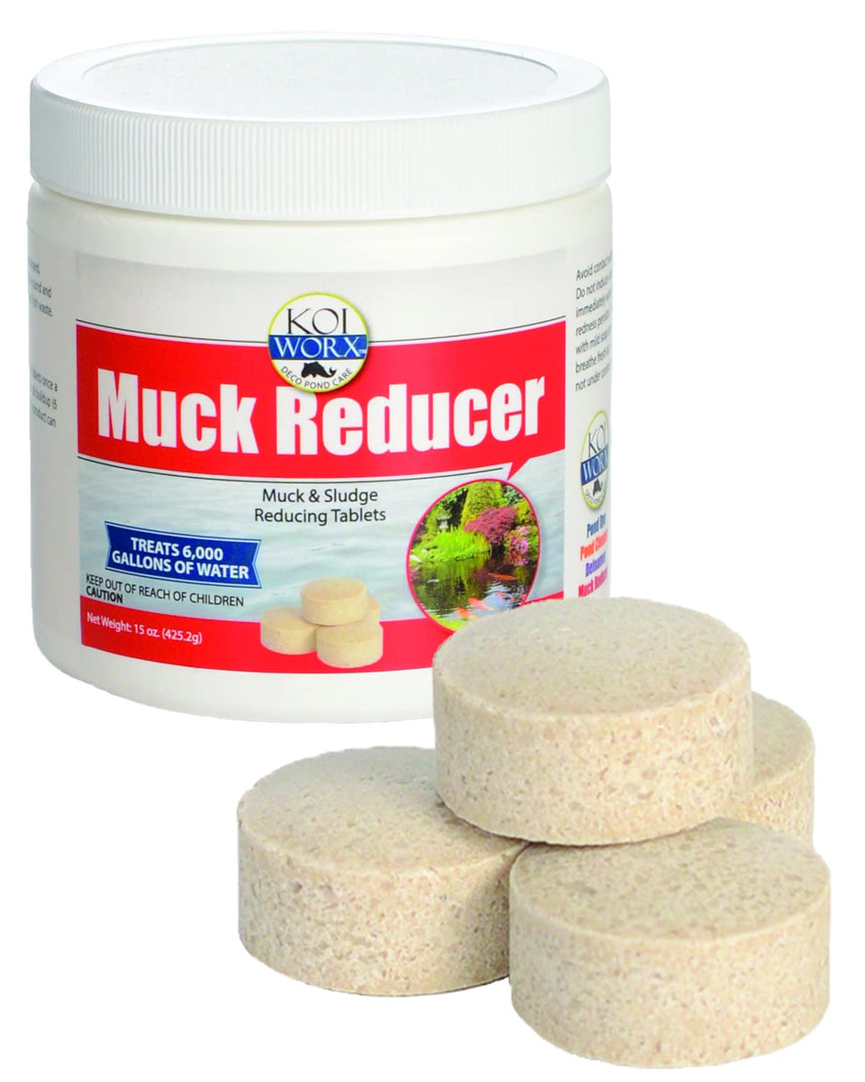 KoiWorx Muck Reducer packaging shown for easy pond care