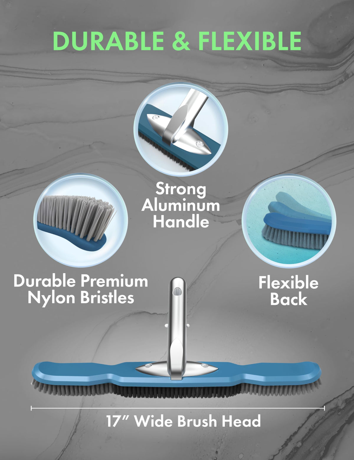 Kokido KEMANO flexible edges reach tight corners for thorough cleaning.