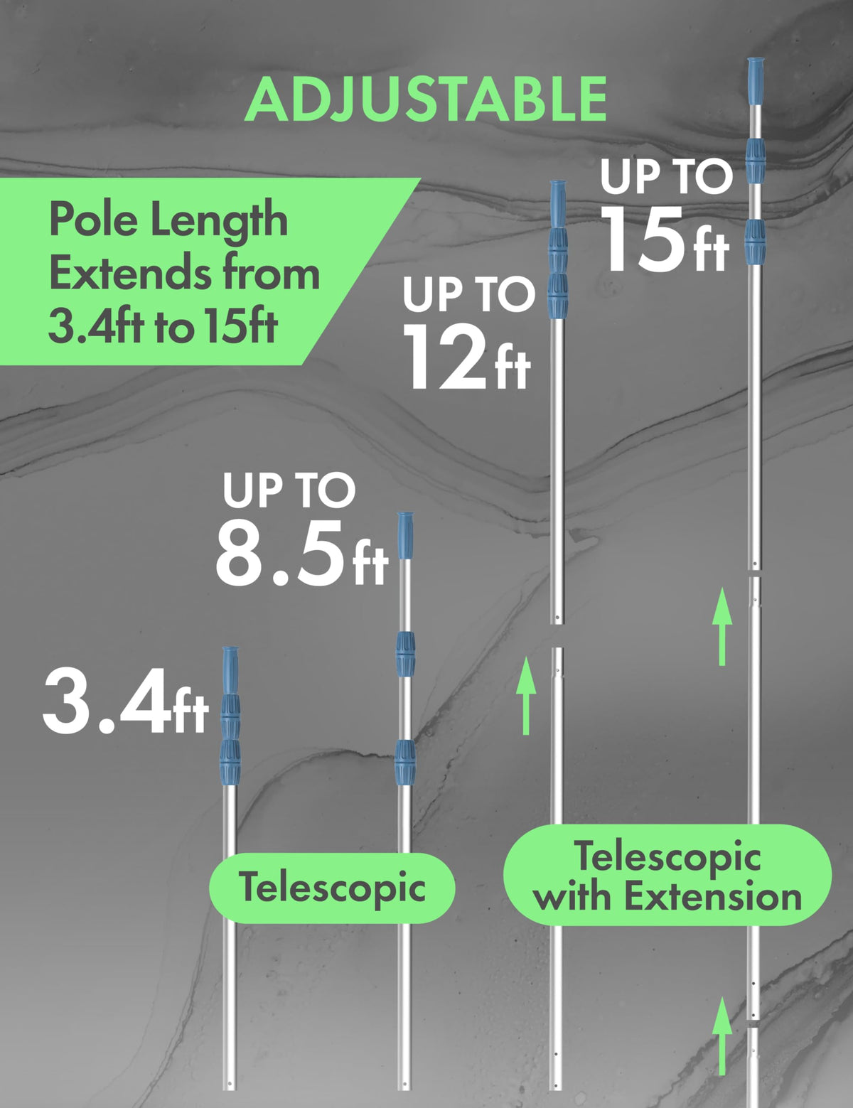 Kokido KEMANO universal mount fits nets, brushes, vacuums for quick tool swaps.