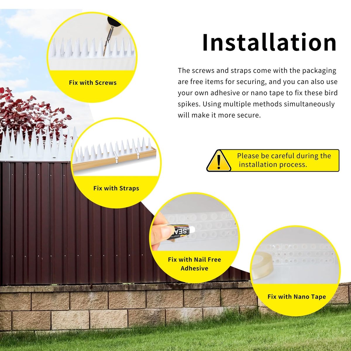 KOKMEYA Bird Spikes top-view shows deterrent design preventing long perches.