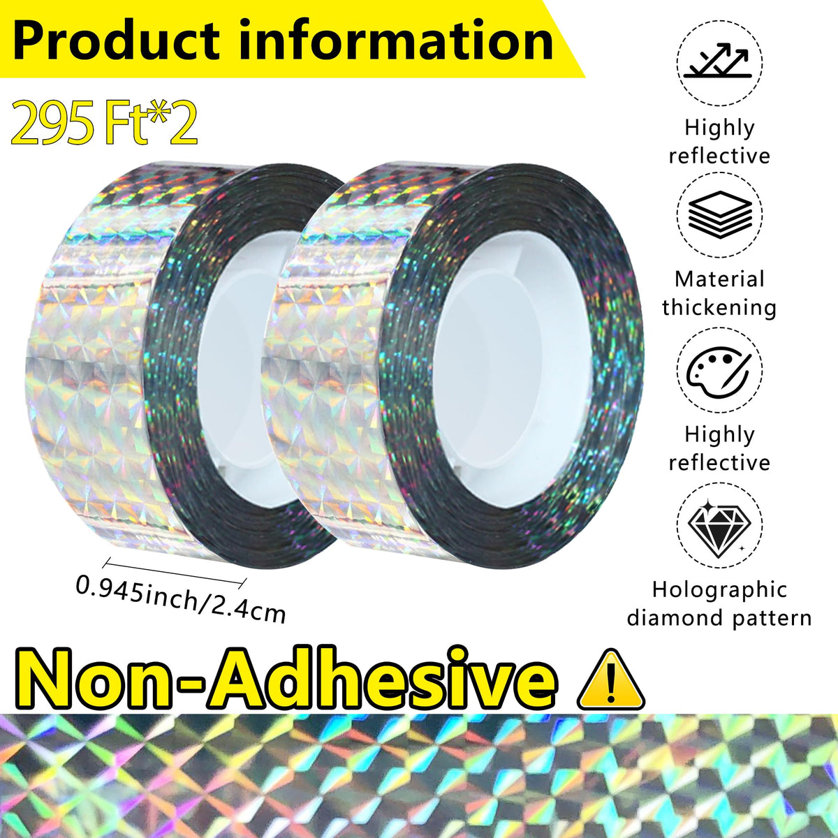 KOKMEYA double-sided reflective tape shows bright colors to deter sparrows