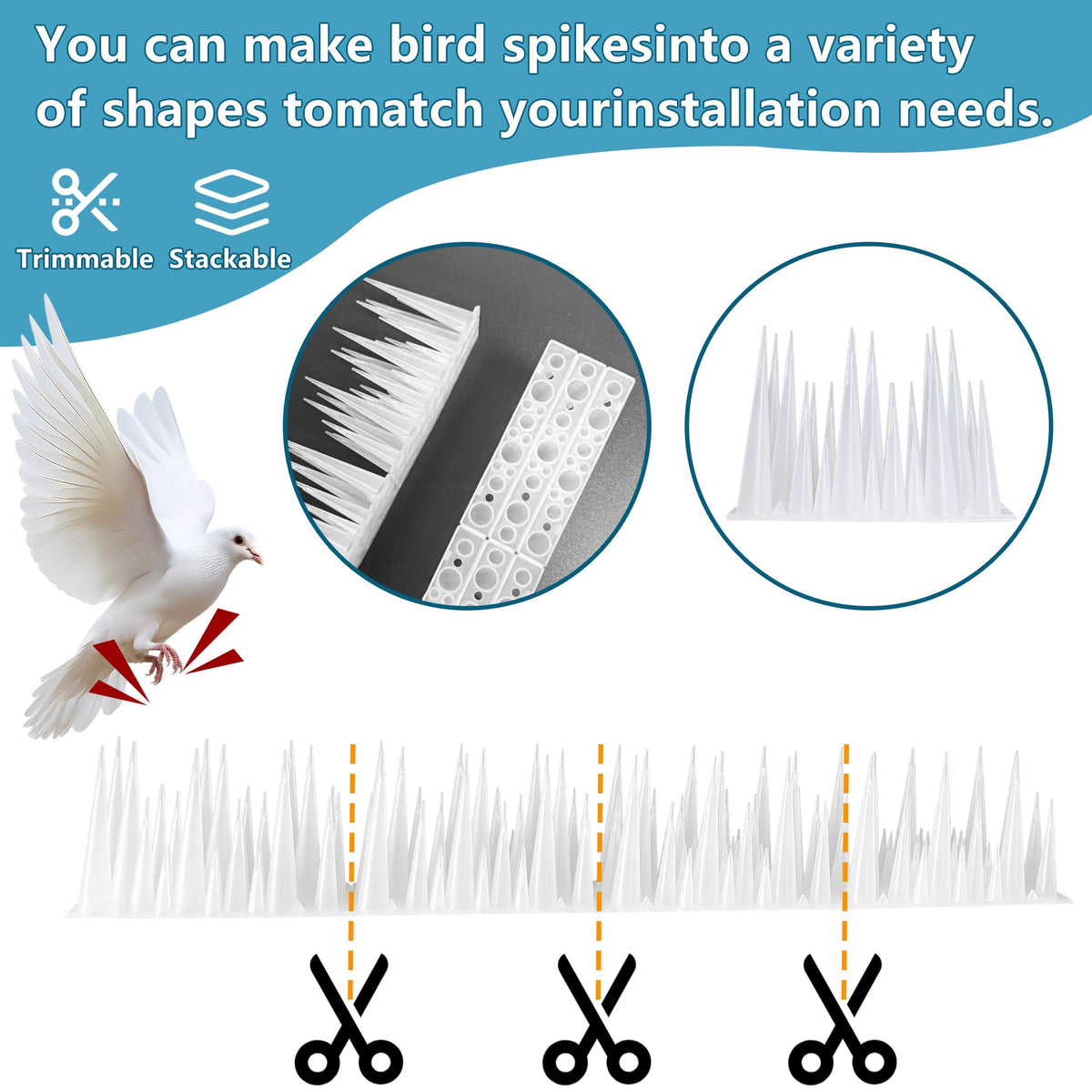 KOKMEYA outdoor bird deterrent spikes protect roofs and ledges.