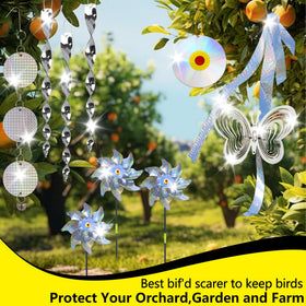KOKMEYA silver gradient butterfly wind spinner adds visual deterrence in gardens.