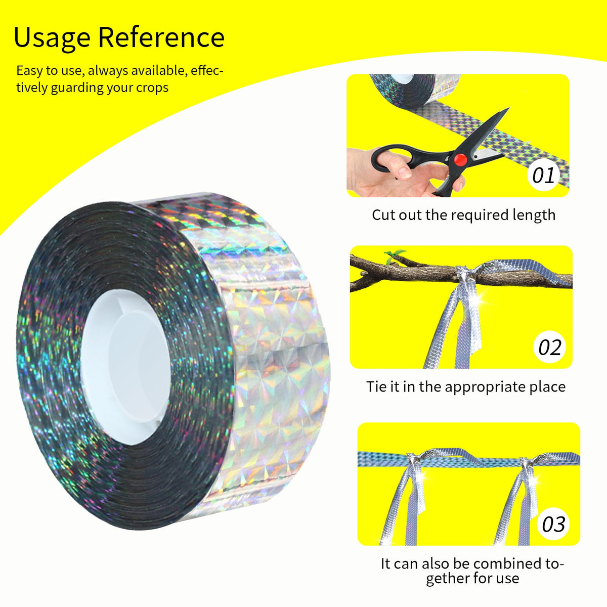 KOKMEYA weatherproof bird scare tape stays durable in sun and rain while keeping birds away.