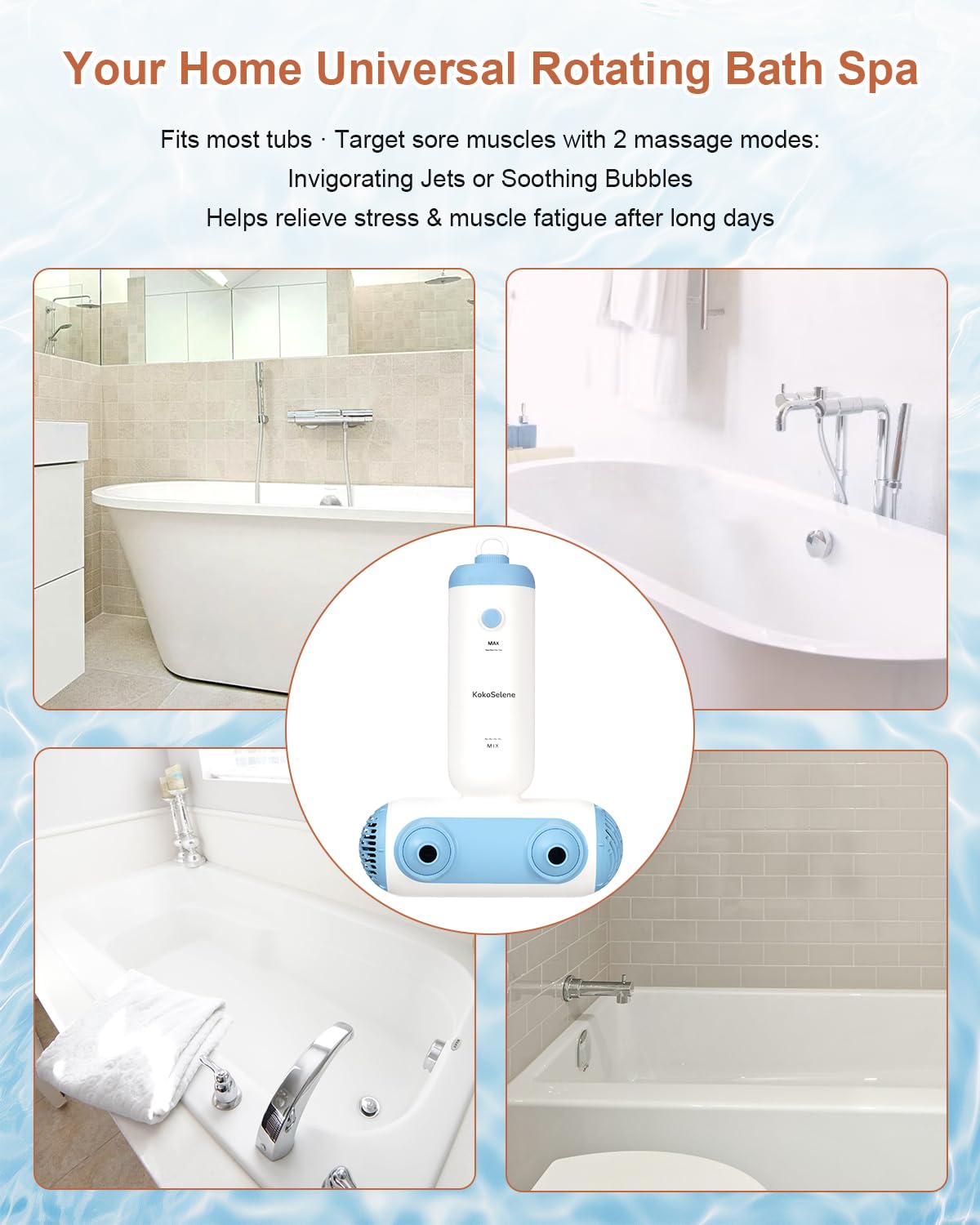 KokoSelene Bubble Fusion Mode with micro-bubbles for gentle massage