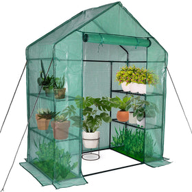 KOKSRY mini greenhouse front view, spacious walk-in design for outdoor plants