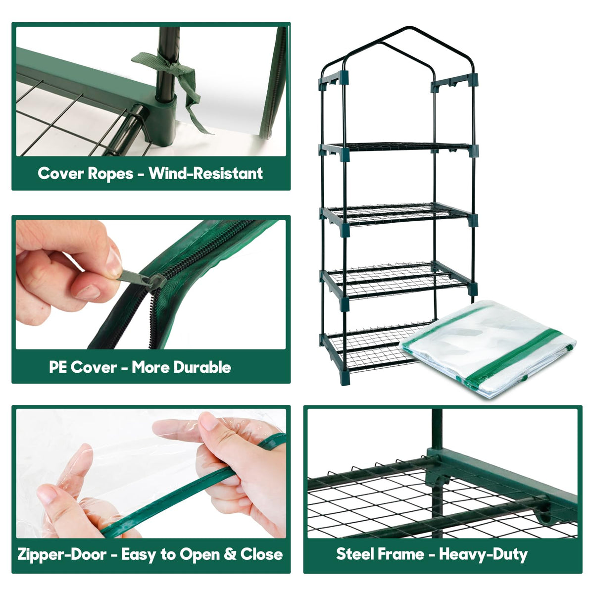 KOL 4-Tier Mini Greenhouse seed-starting-area aids germination.