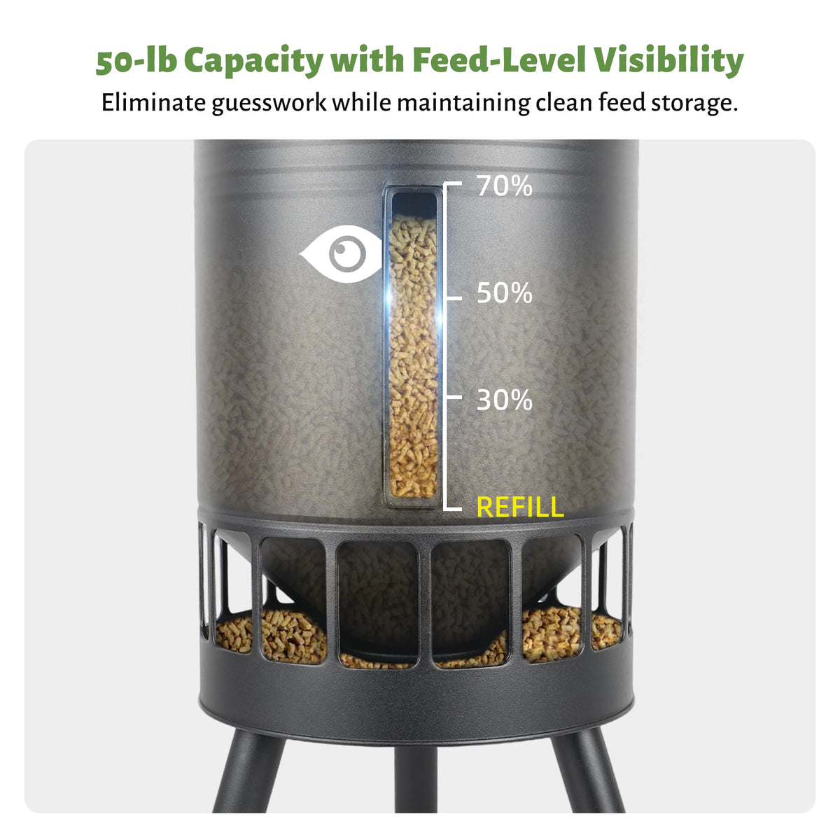 KOL rust-proof coating keeps the feeder durable outdoors.