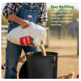 KOL 50LB feeder with a visibility window to monitor feed levels.