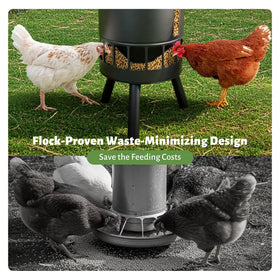 KOL feeder weatherproof roof protecting feed in rain and snow.