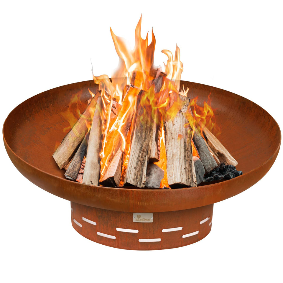KOL Fire Pit 35.5-inch round bowl ready for easy backyard assembly and gatherings.