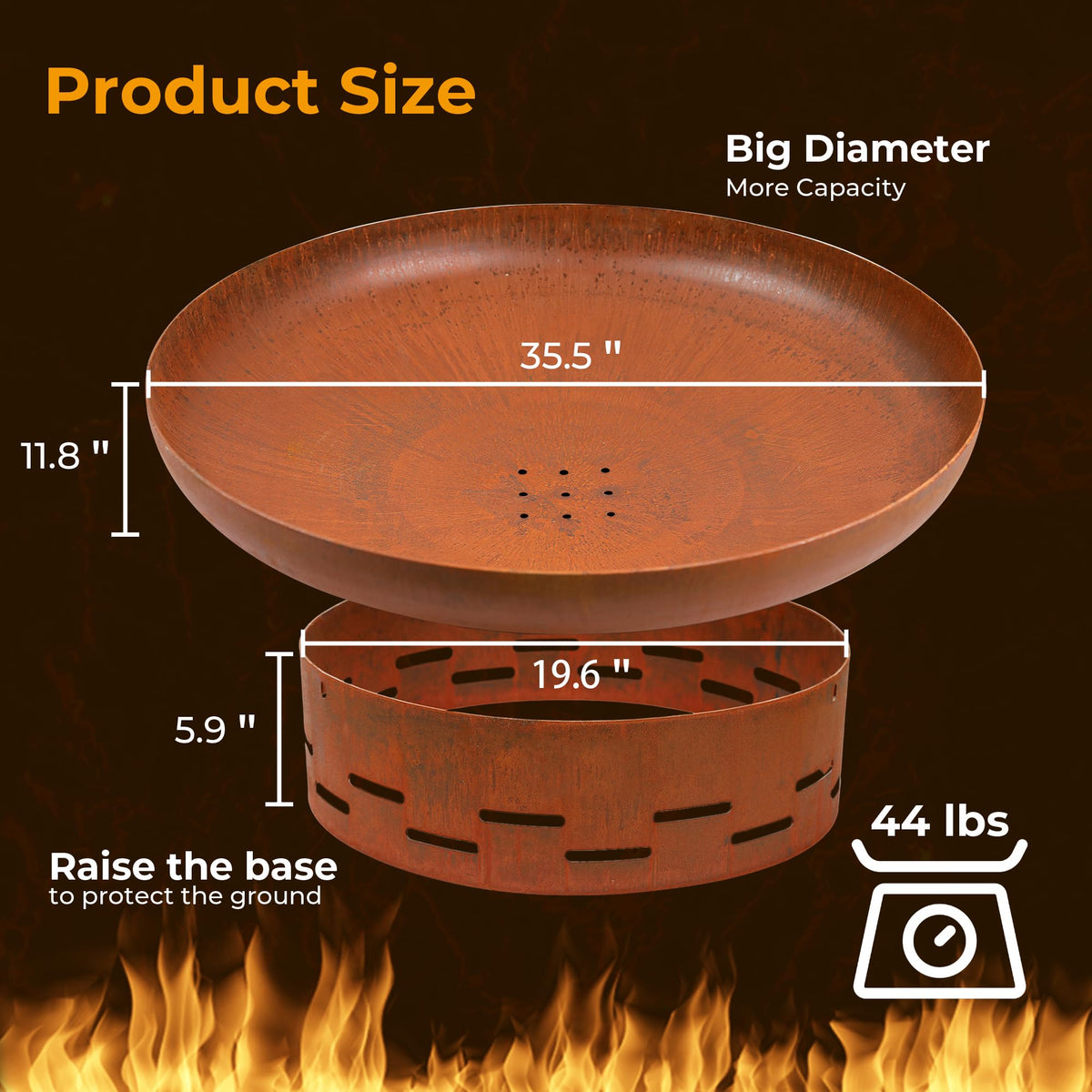 KOL Fire Pit backyard patio centerpiece for entertaining guests.