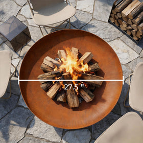 KOL Fire Pit open flame delivers bright natural flames for cozy evenings