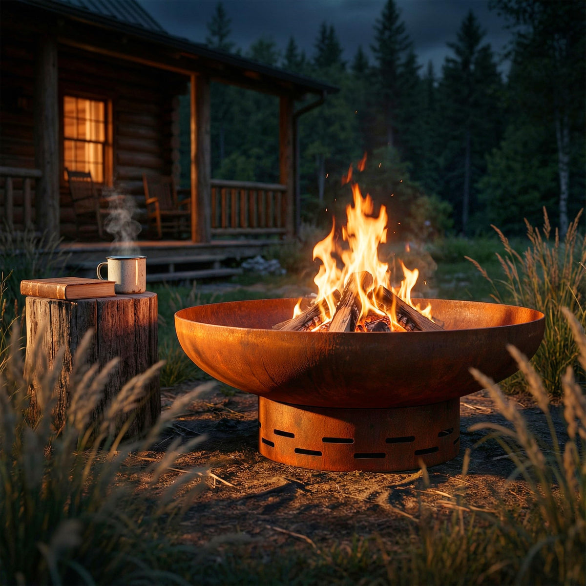 KOL Fire Pit portable design allows easy repositioning around yard