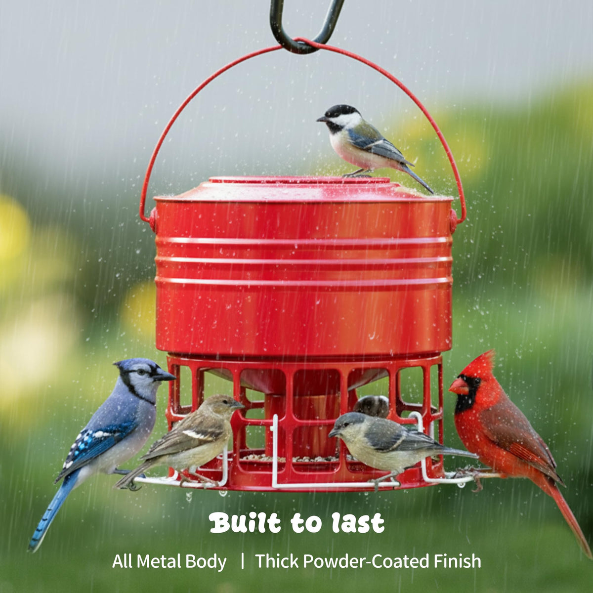 KOL Large Bird Feeder front view shows spacious feeding area for multiple birds