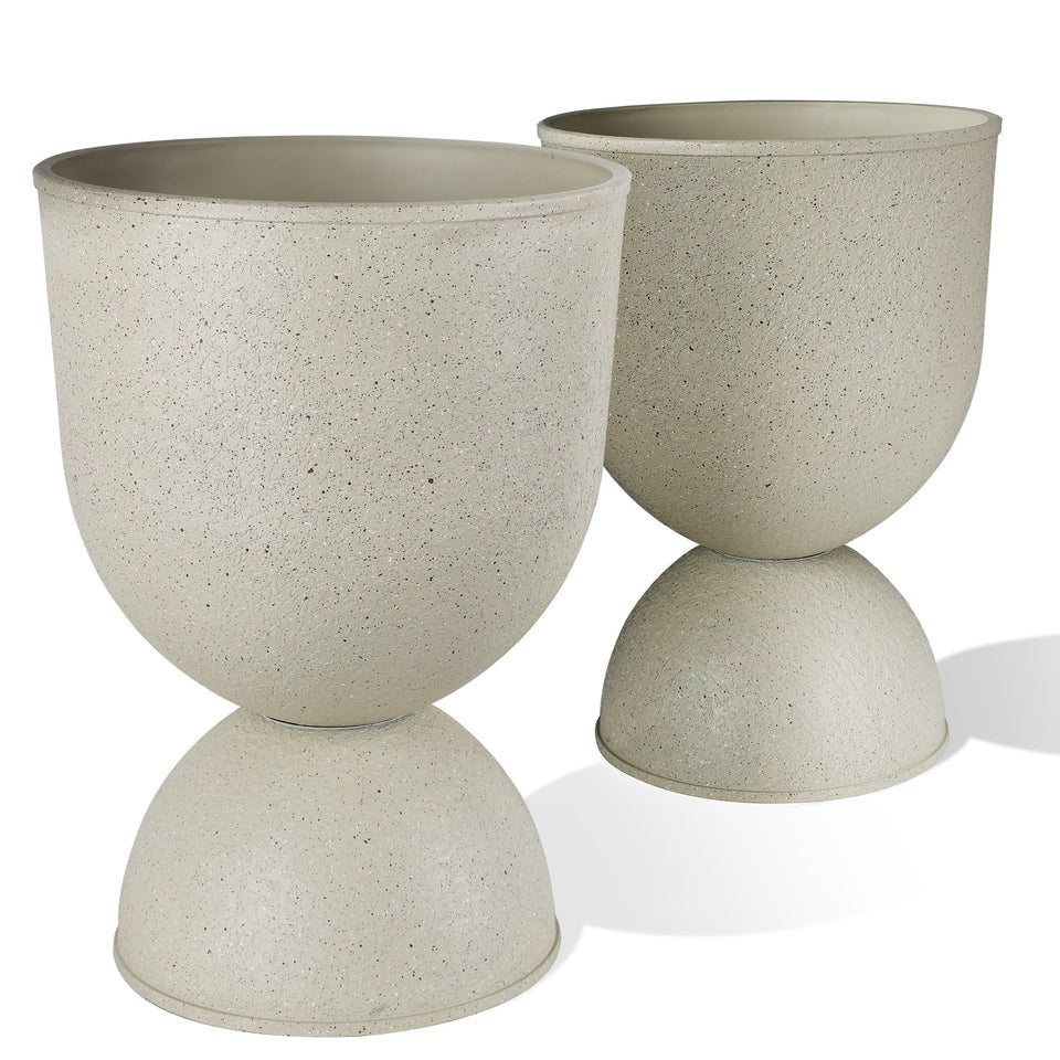 KOL Planters beige urn pedestal, front view, ideal for framing doors and entryways