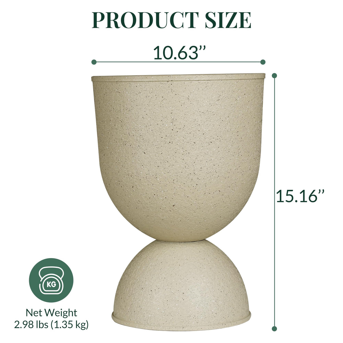 KOL Planters beige urn pedestal on a porch corner display