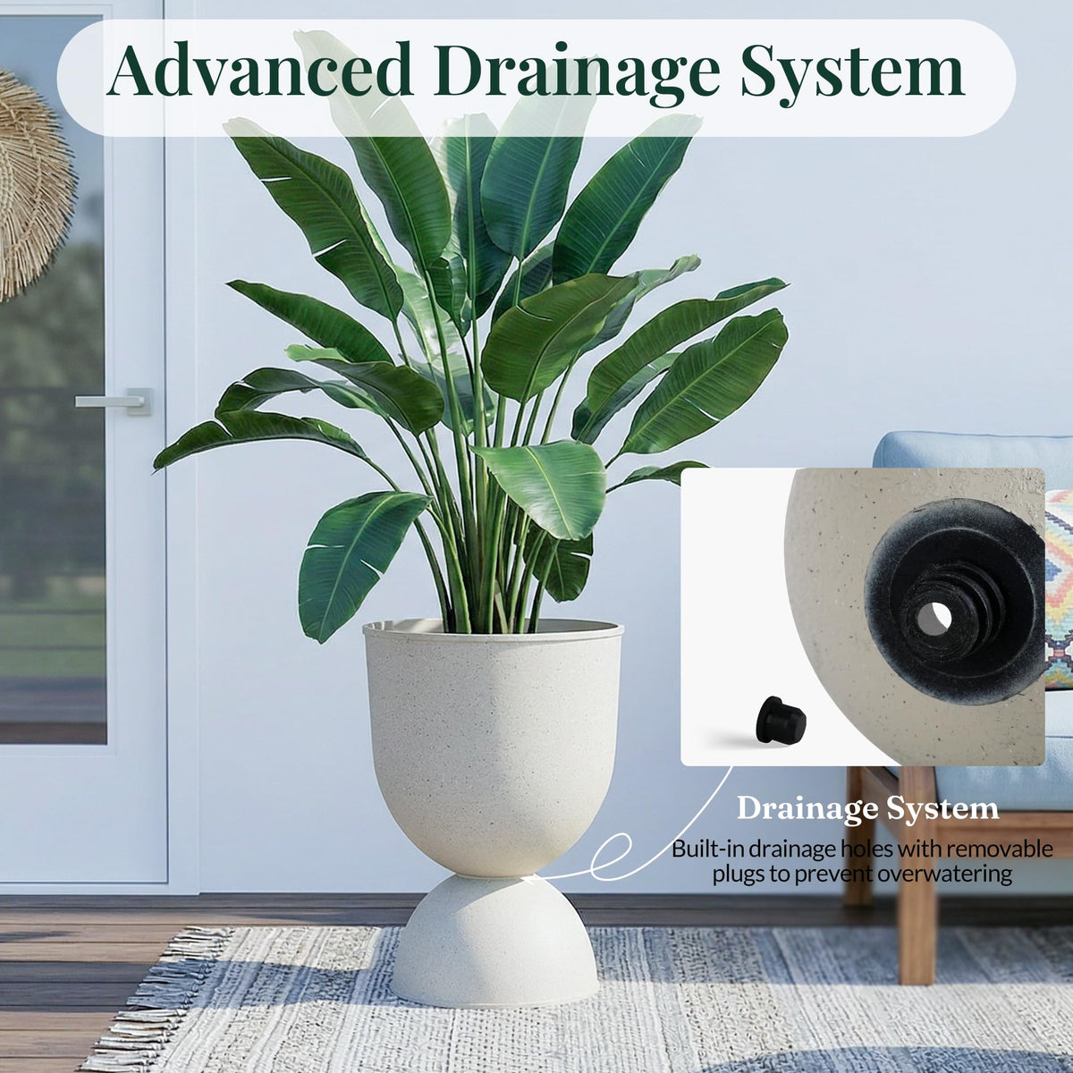 KOL Planters two-pack, front view, symmetrical styling for doorways