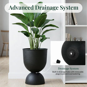 KOL Planters drainage hole plug detail for controlled watering.
