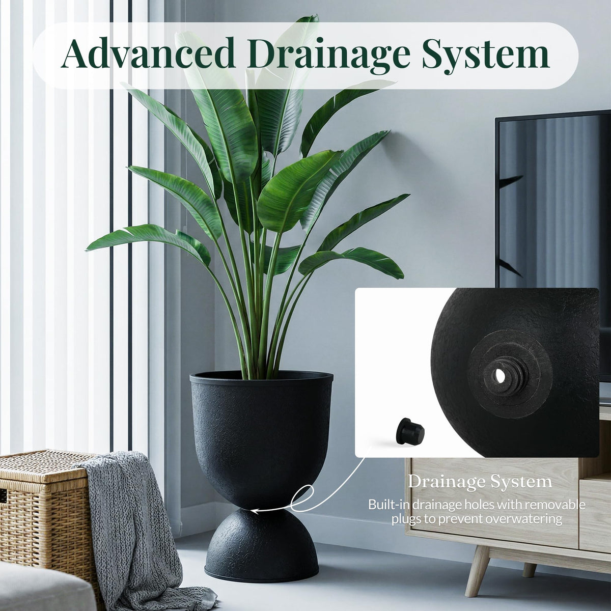 KOL planters with drainage holes keep roots healthy for plants