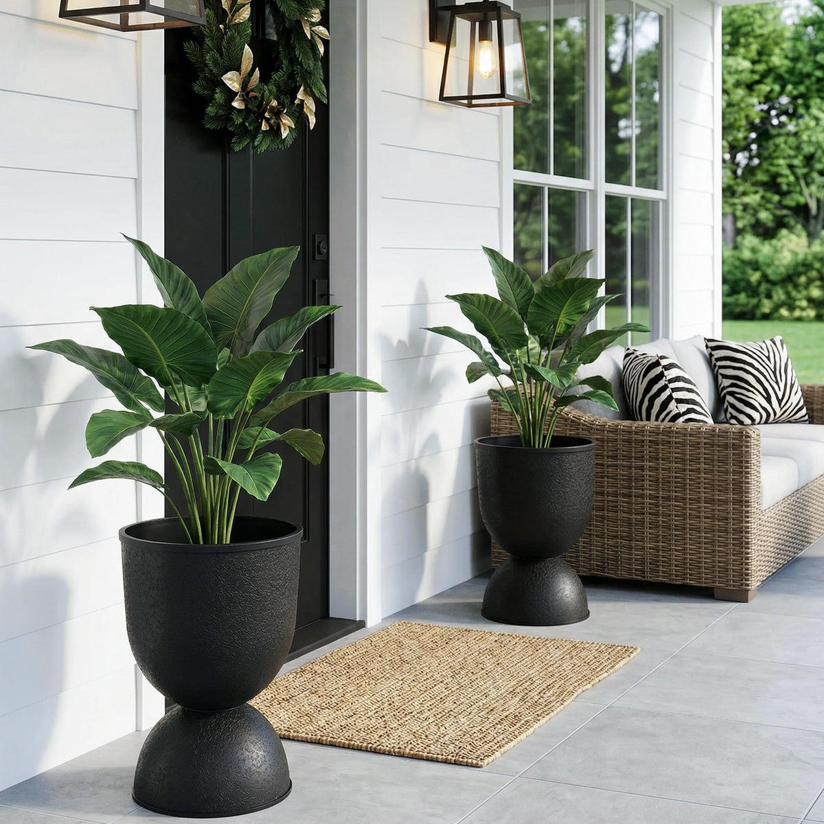 KOL Planters tall urn pedestal outdoor, perfect for patios and gardens.
