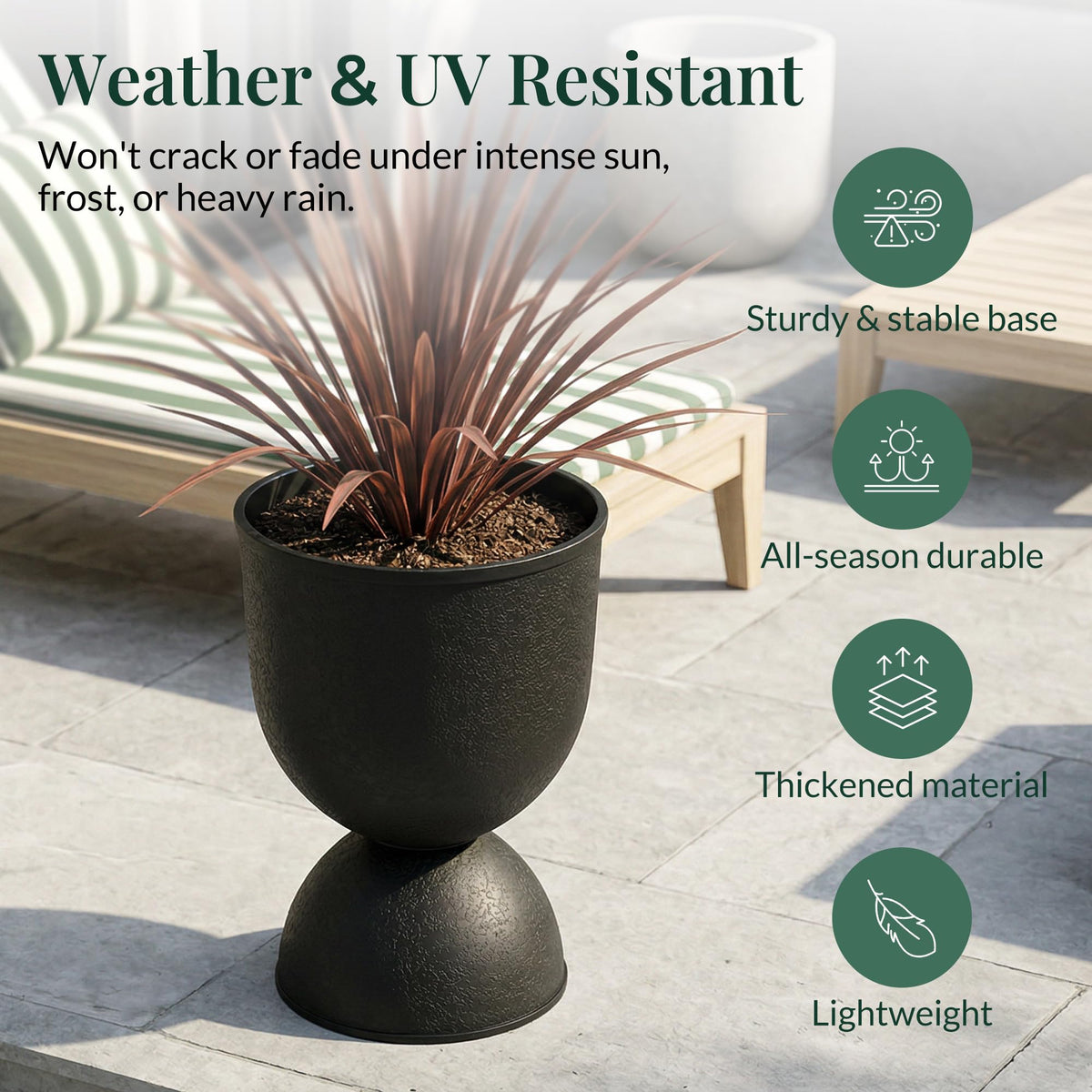 KOL Planters two-pack symmetry for balanced front-porch displays.