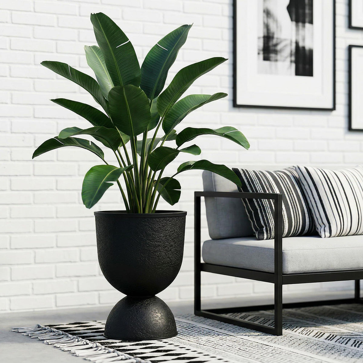 KOL Planters weather-resistant plastic for all-season use.