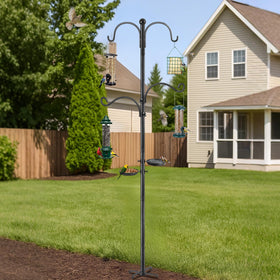 KOLAKO bird feeder station with hooks and mesh tray supports easy feeding.