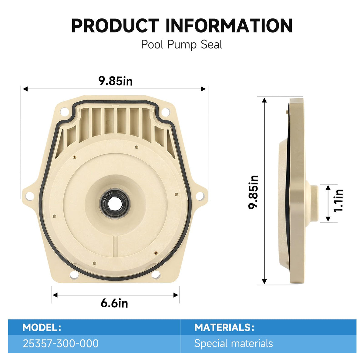 Kolasina seal plate fitment for Pentair Whisperflo ensures confident compatibility.
