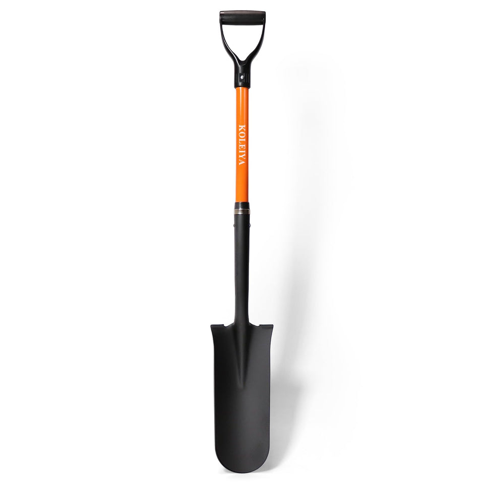 KOLEIYA 45-inch drain spade shovel with fiberglass handle for heavy-duty digging