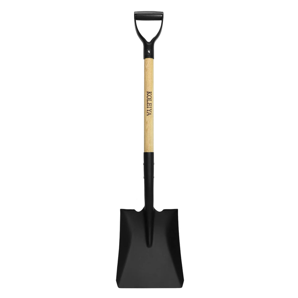 KOLEIYA flat shovel with 41-inch D-handle for easy reach and yard edging.