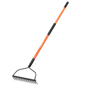 KOLEIYA garden rake 14-tine head for soil leveling and debris removal