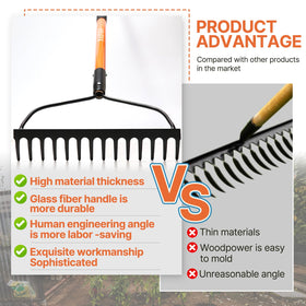 KOLEIYA garden rake biomechanical length supports upright posture for efficiency