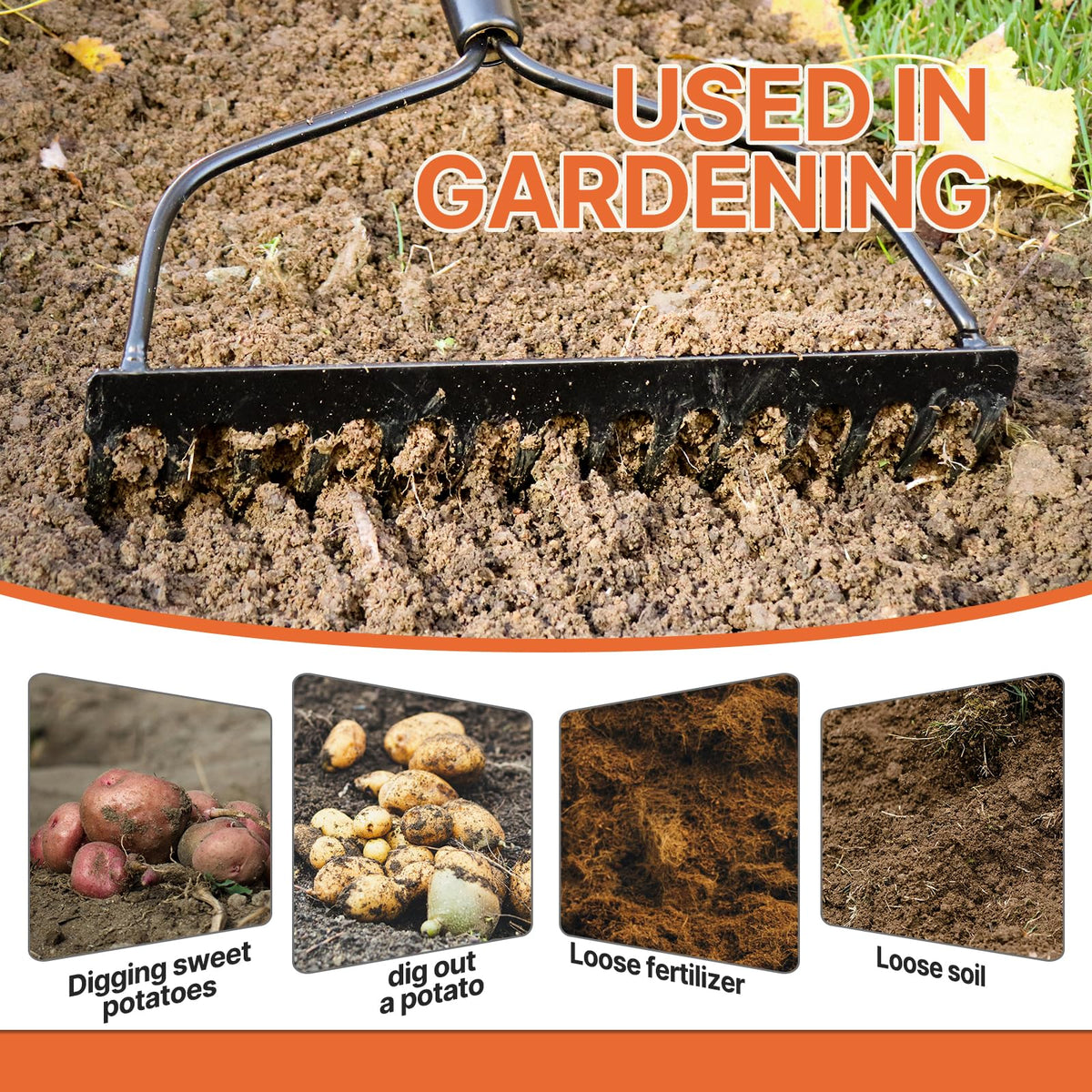 KOLEIYA garden rake dual-rivet connection minimizes wobble during heavy use