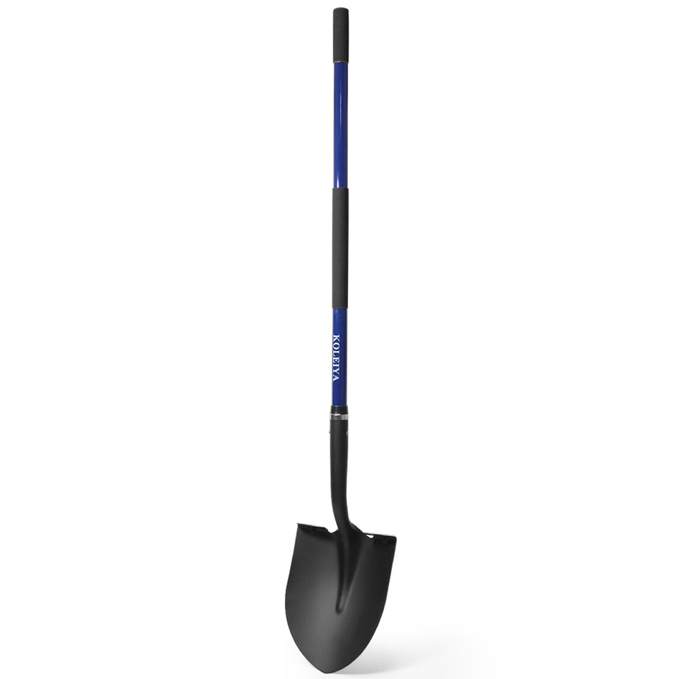 KOLEIYA shovel head closeup showing tough carbon steel and rust-resistant coating for lasting use