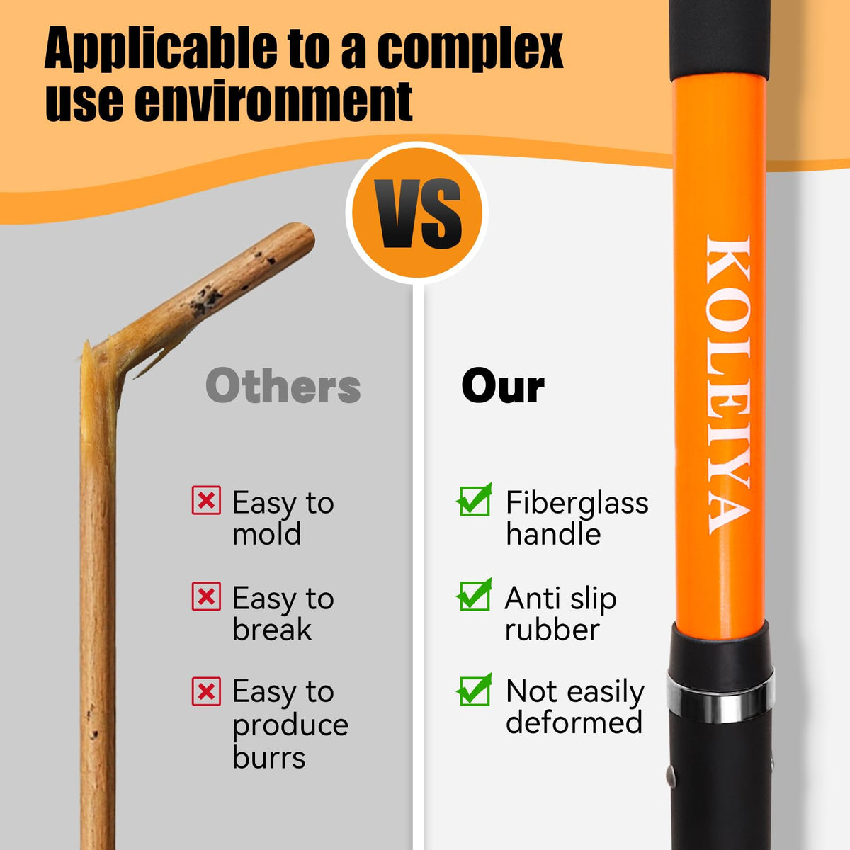 KOLEIYA soft-grip handle reduces hand fatigue during long tasks.