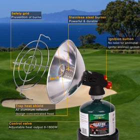 KOMAN cup holder adapter fits golf carts for secure propane heater placement.