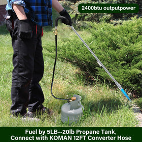 KOMAN weed torch flame-control valve allows adjustable intensity.