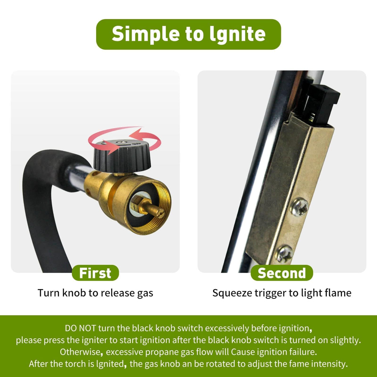 KOMAN weed torch self-ignition for quick, hands-free startup.