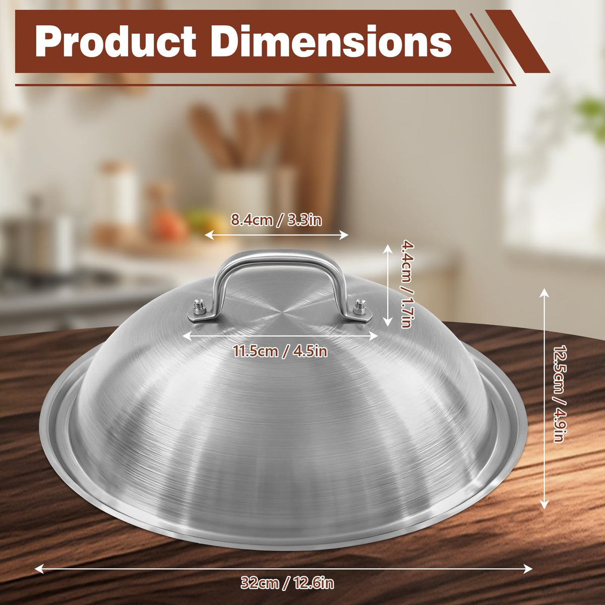 Komokeru stainless steel cheese dome with ergonomic handle.