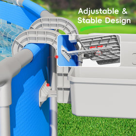 Kompoll adjustable-support-rod adds extra stability between basket and pool.