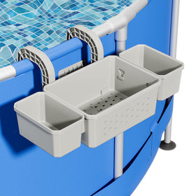 Kompoll poolside basket with two drink holders beside the pool.