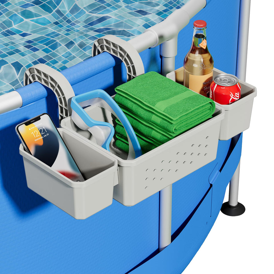 Kompoll poolside basket large-capacity keeps towels and toys within reach.