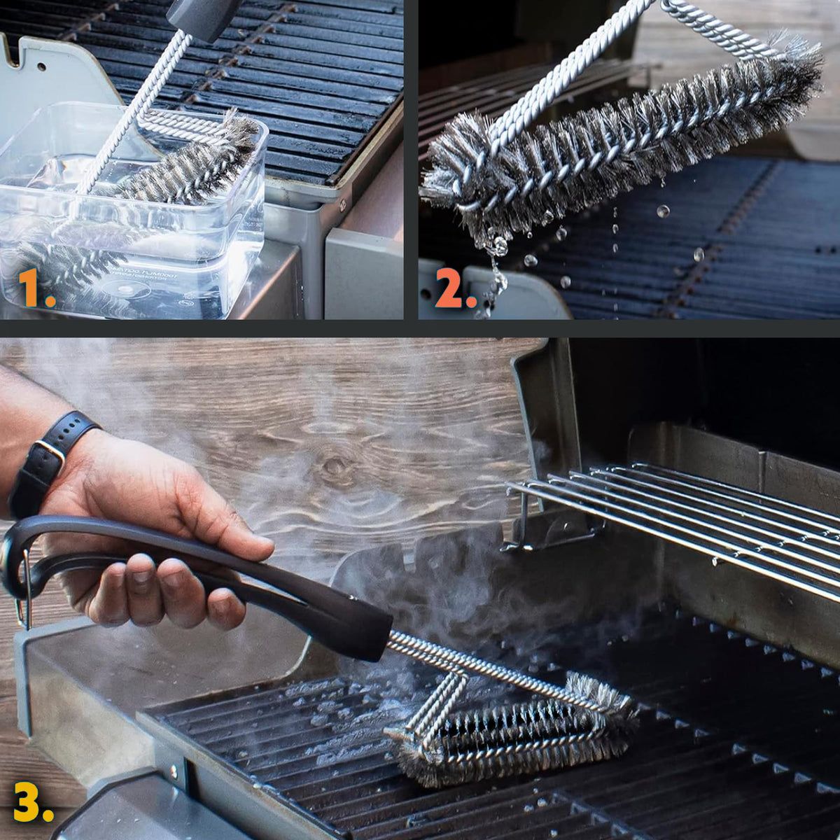 Kona brush is compatible with porcelain, ceramic, and infrared grills.