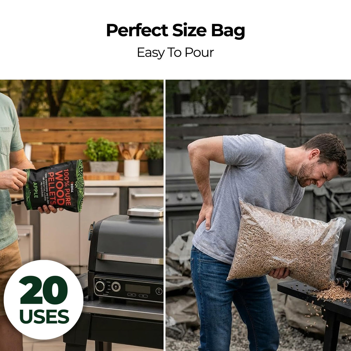Kona Apple Smoker Pellets resealable bag helps keep pellets fresh between cooks.